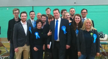Mark Spencer MP and activists at the General Election count